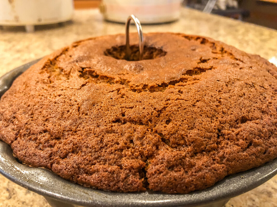 Homemade banana raisin bread just out of the oven.