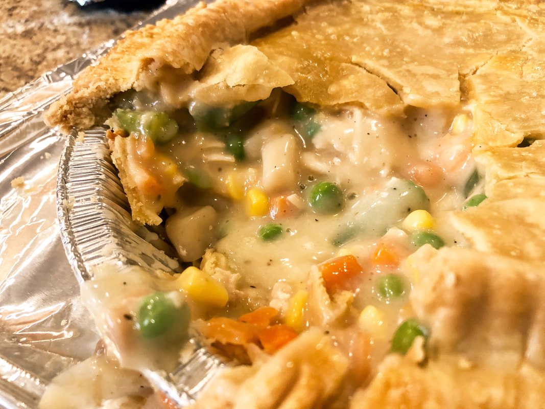 Chicken pot pie comfort food for winter.